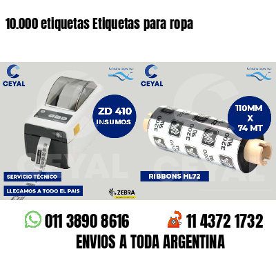 10.000 etiquetas Etiquetas para ropa