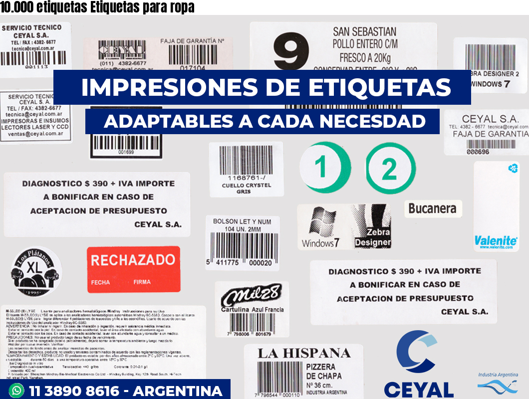 10.000 etiquetas Etiquetas para ropa