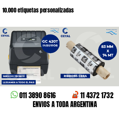 10.000 etiquetas personalizadas