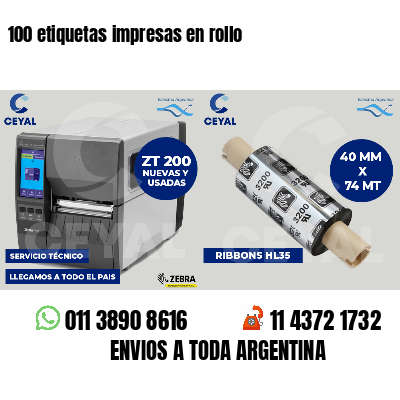 100 etiquetas impresas en rollo
