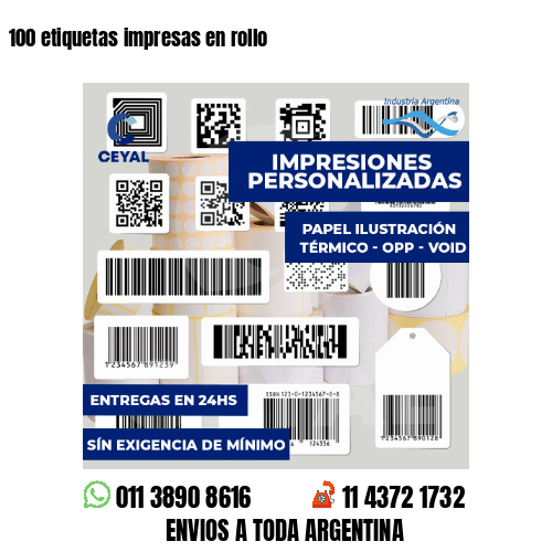 100 etiquetas impresas en rollo