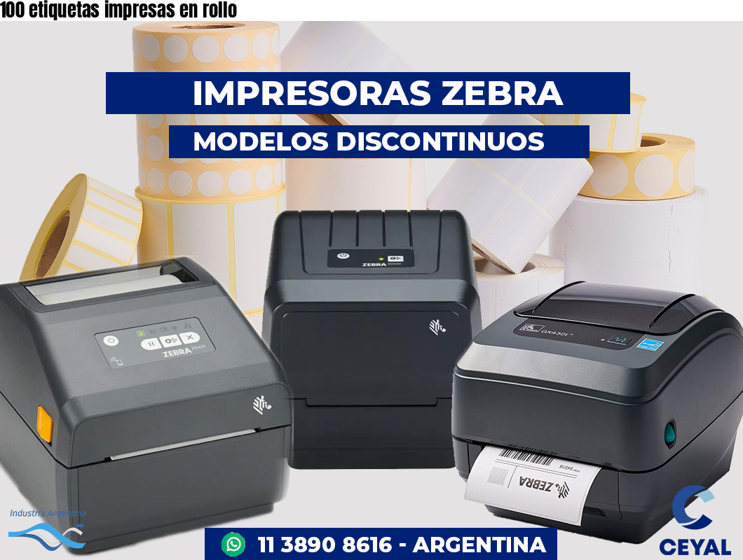 100 etiquetas impresas en rollo