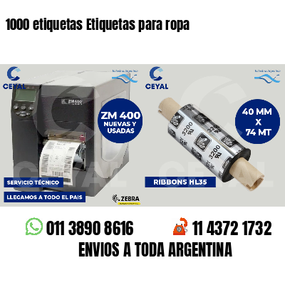 1000 etiquetas Etiquetas para ropa