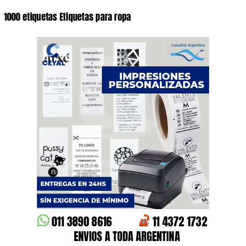 1000 etiquetas Etiquetas para ropa