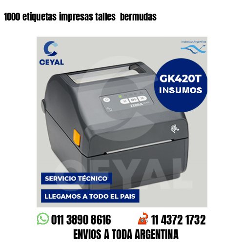 1000 etiquetas impresas talles  bermudas