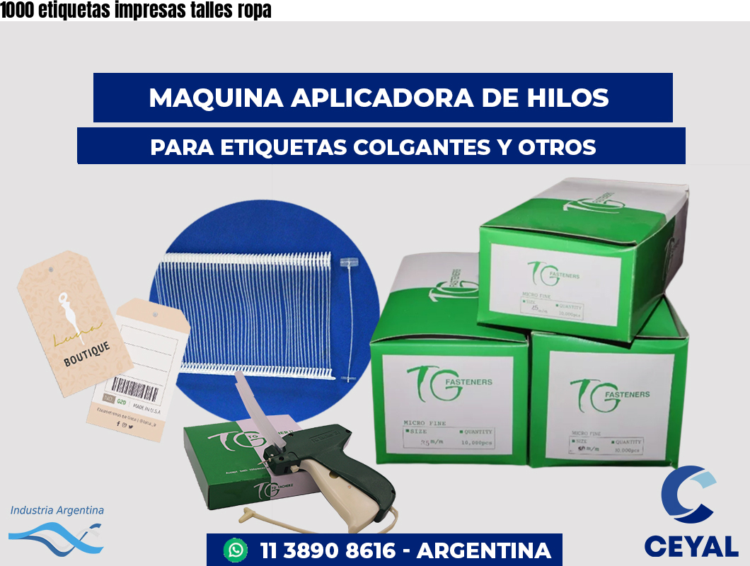 1000 etiquetas impresas talles ropa