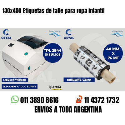 130x450 Etiquetas de talle para ropa infantil
