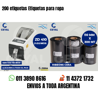 200 etiquetas Etiquetas para ropa