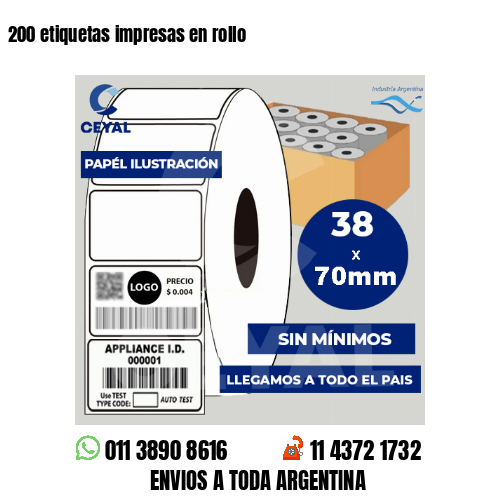 200 etiquetas impresas en rollo