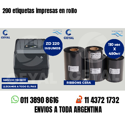 200 etiquetas impresas en rollo