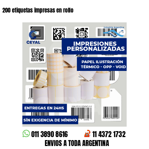 200 etiquetas impresas en rollo