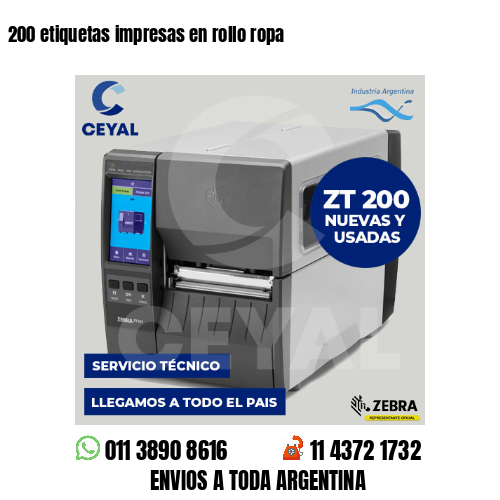 200 etiquetas impresas en rollo ropa