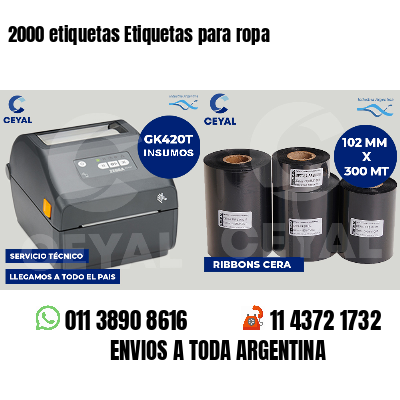 2000 etiquetas Etiquetas para ropa