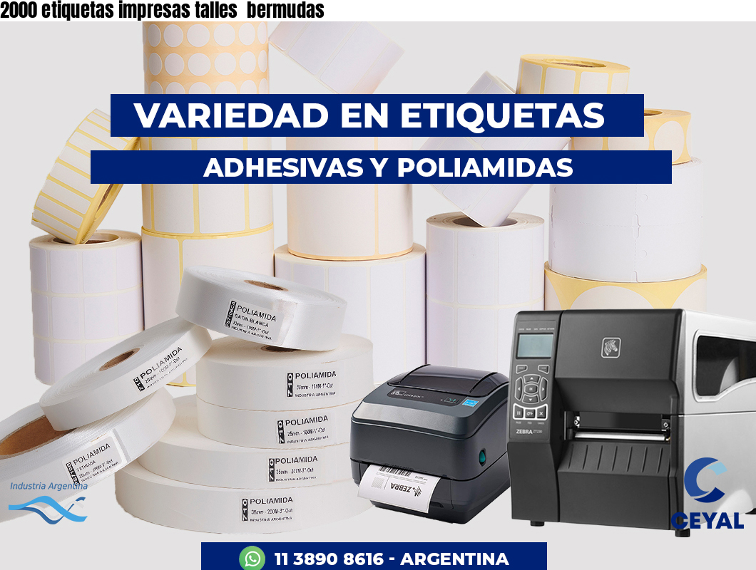 2000 etiquetas impresas talles  bermudas