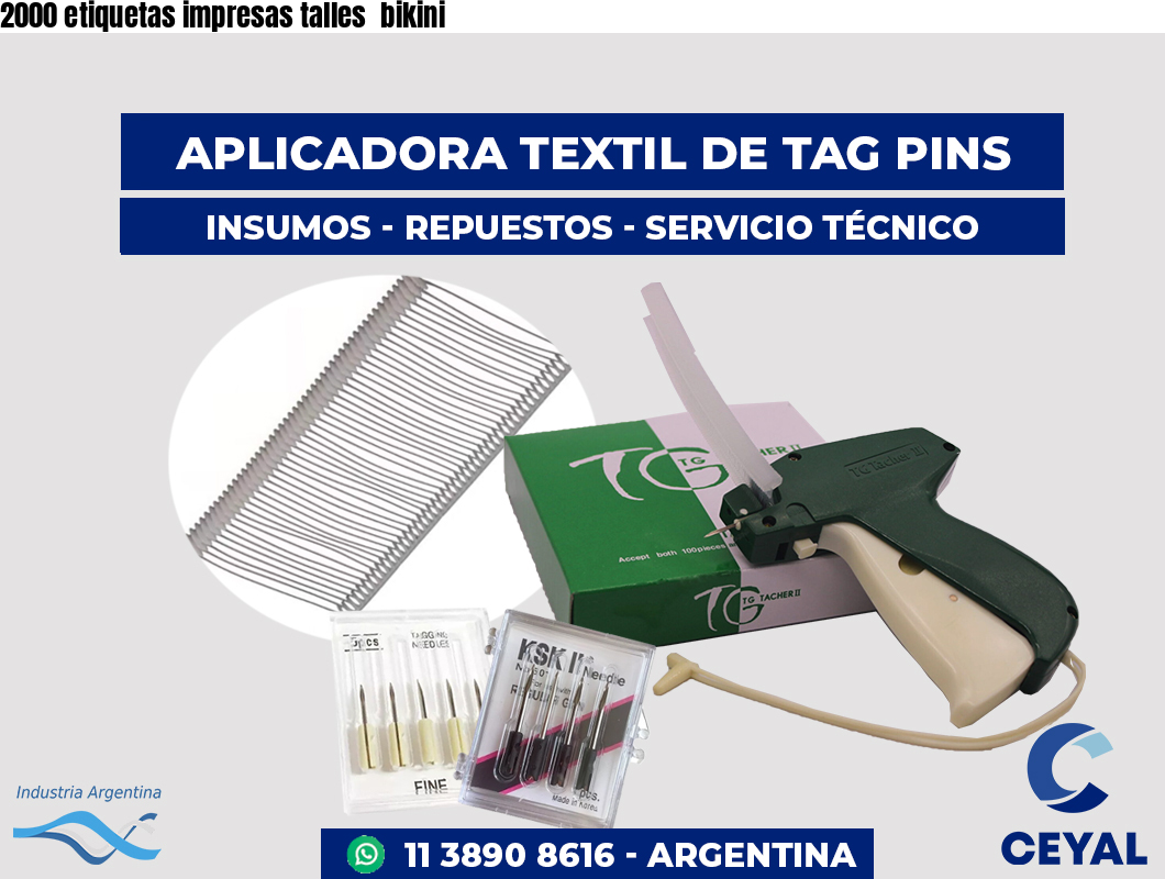 2000 etiquetas impresas talles  bikini