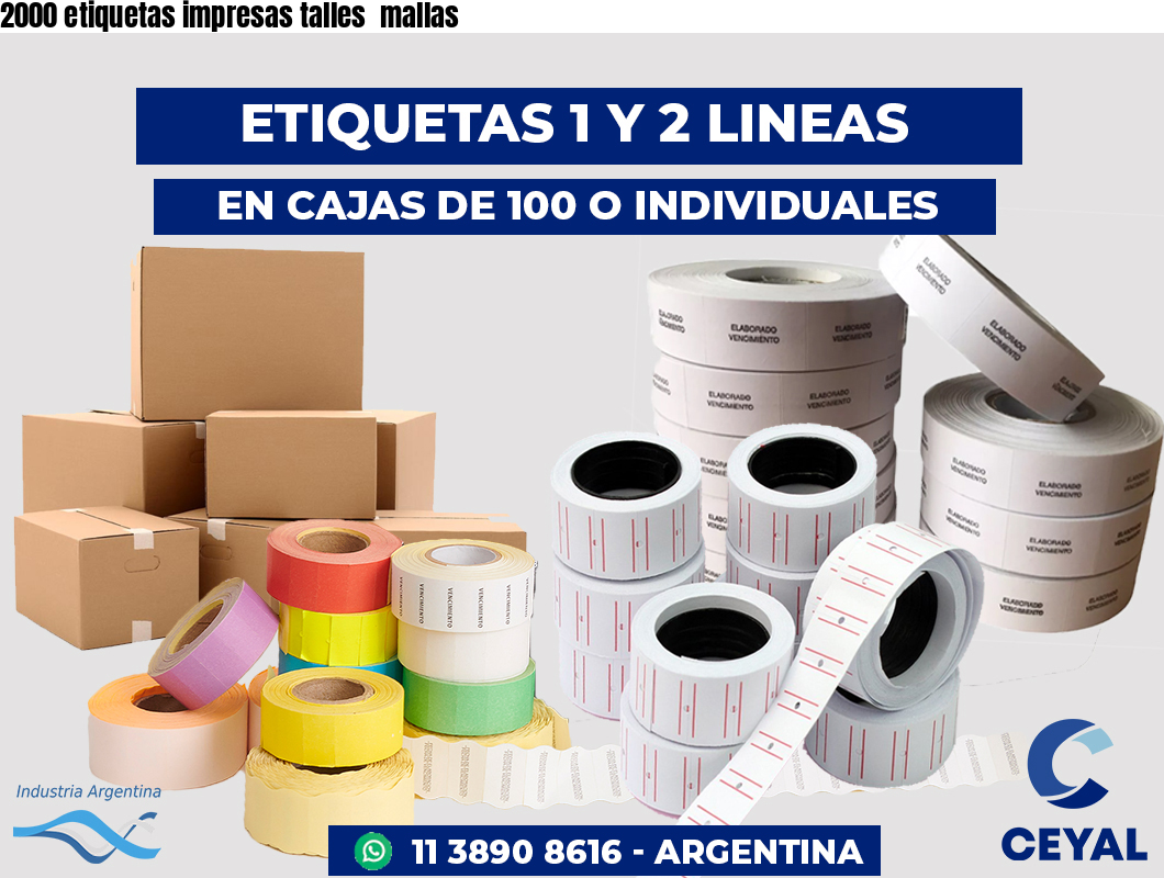 2000 etiquetas impresas talles  mallas