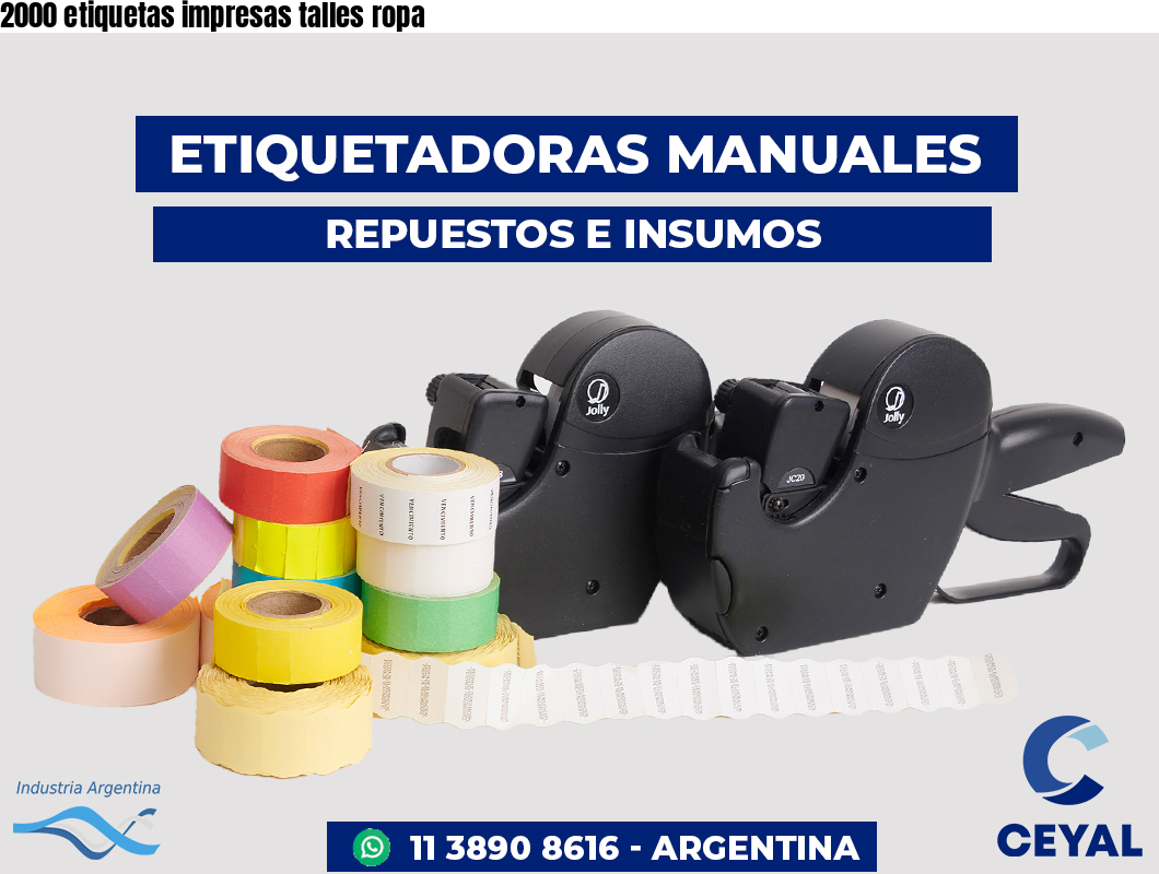 2000 etiquetas impresas talles ropa