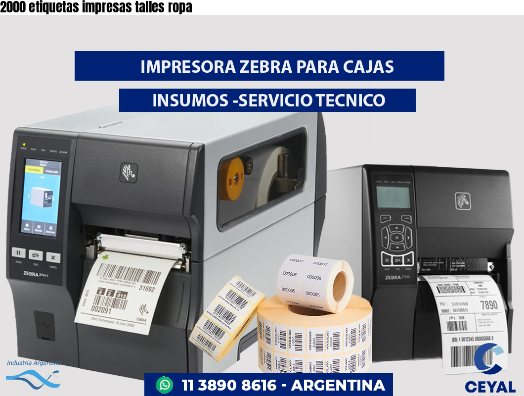 2000 etiquetas impresas talles ropa