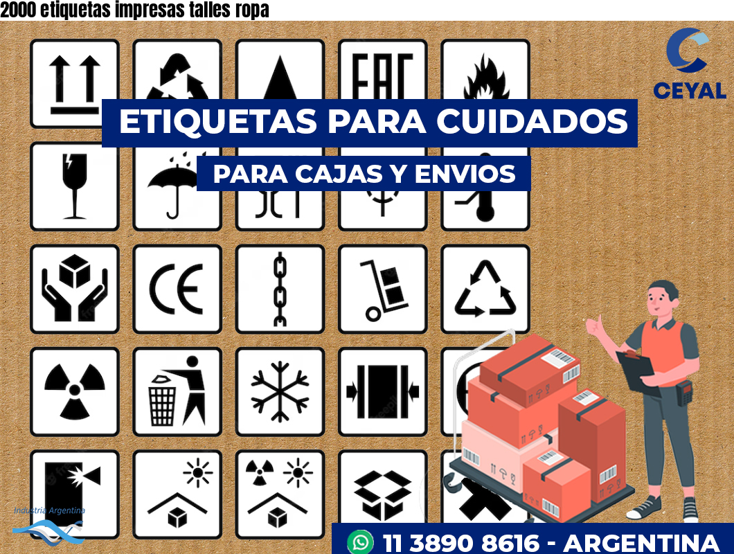 2000 etiquetas impresas talles ropa