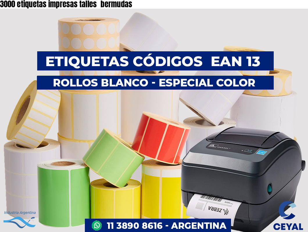 3000 etiquetas impresas talles  bermudas