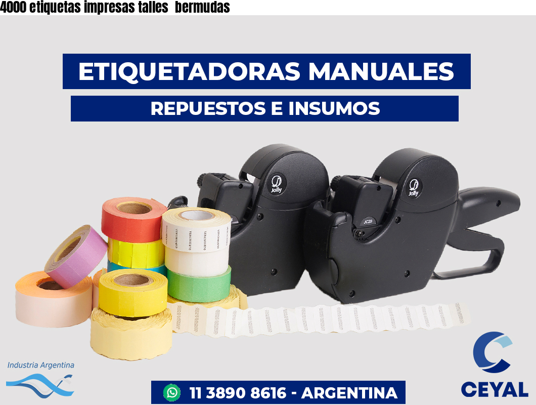 4000 etiquetas impresas talles  bermudas
