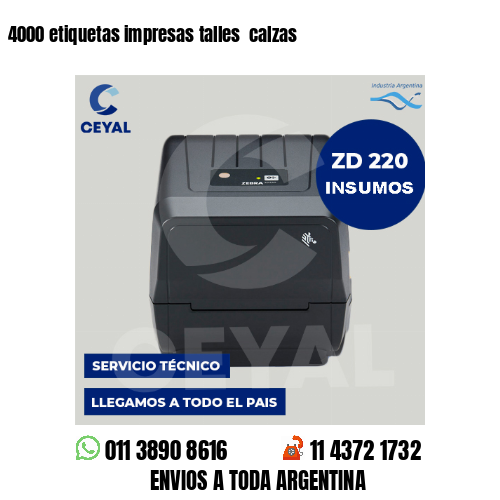 4000 etiquetas impresas talles  calzas