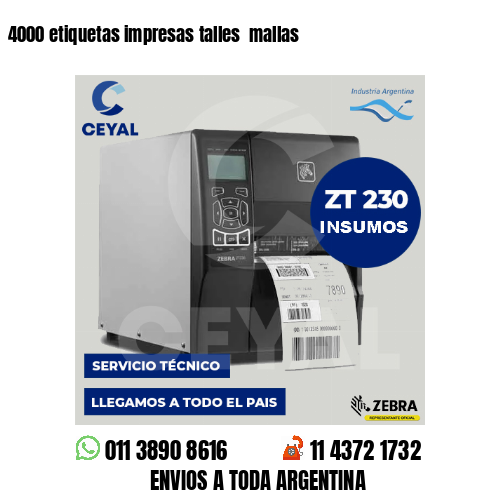 4000 etiquetas impresas talles  mallas