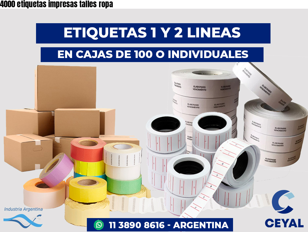 4000 etiquetas impresas talles ropa