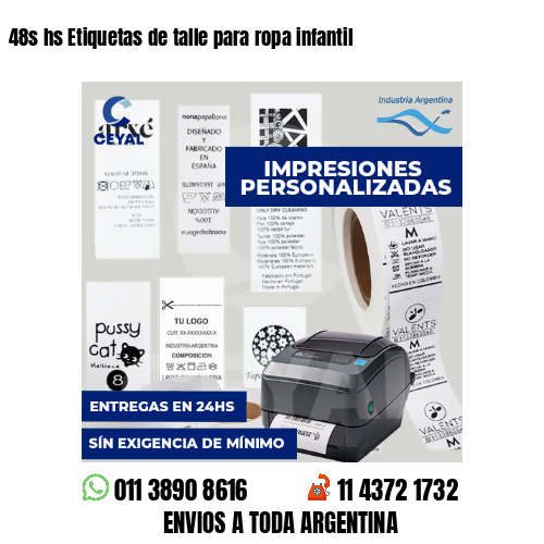 48s hs Etiquetas de talle para ropa infantil