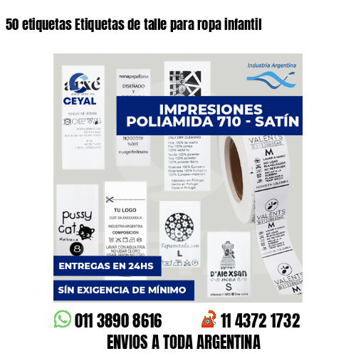50 etiquetas Etiquetas de talle para ropa infantil