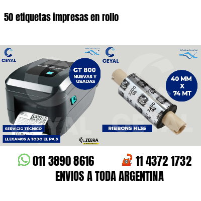 50 etiquetas impresas en rollo
