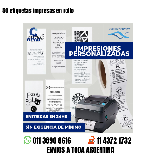 50 etiquetas impresas en rollo