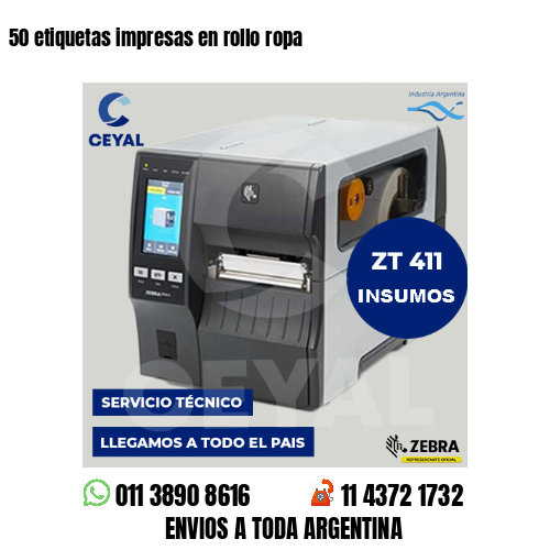 50 etiquetas impresas en rollo ropa
