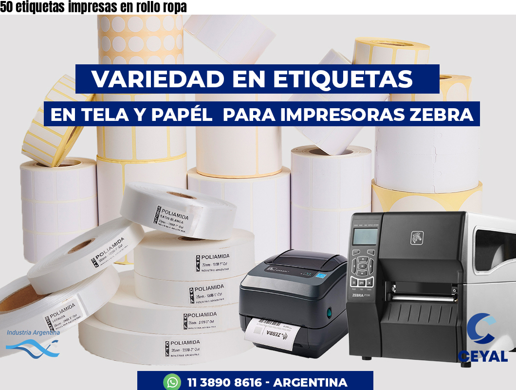 50 etiquetas impresas en rollo ropa