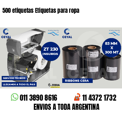 500 etiquetas Etiquetas para ropa