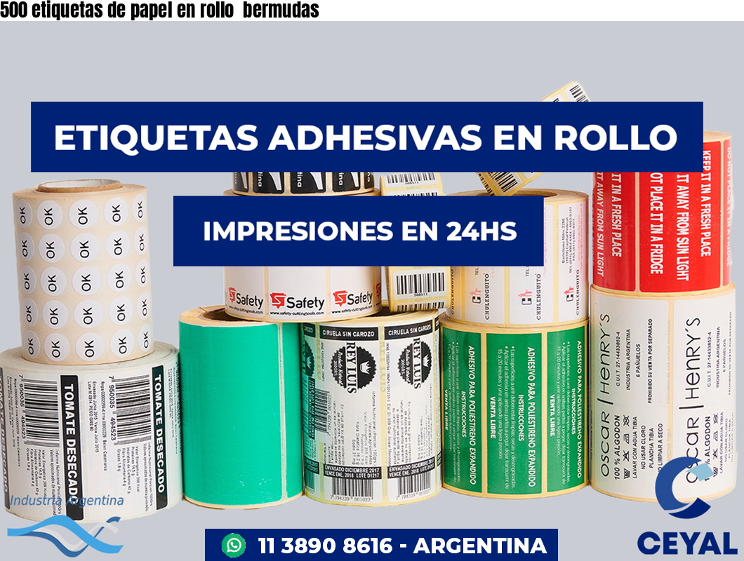 500 etiquetas de papel en rollo  bermudas