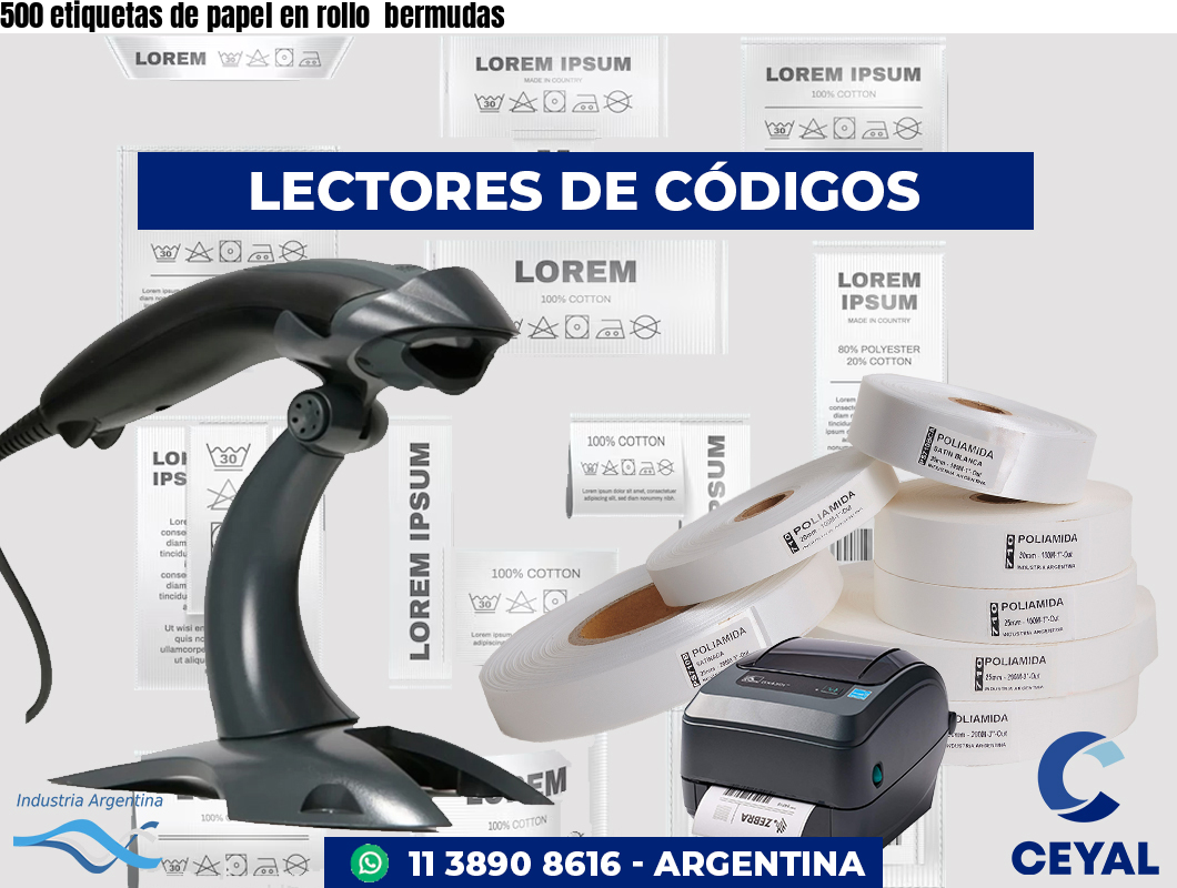 500 etiquetas de papel en rollo  bermudas