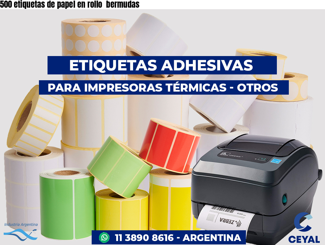 500 etiquetas de papel en rollo  bermudas
