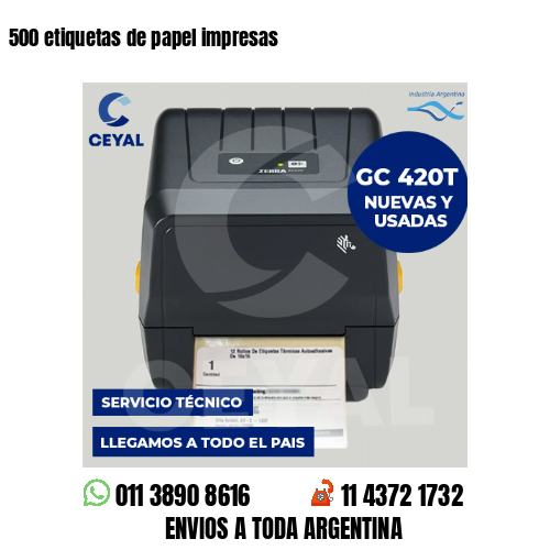 500 etiquetas de papel impresas