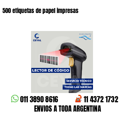500 etiquetas de papel impresas