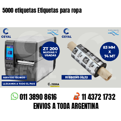 5000 etiquetas Etiquetas para ropa