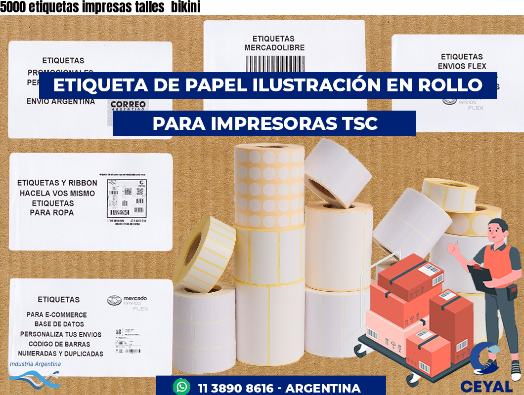 5000 etiquetas impresas talles  bikini