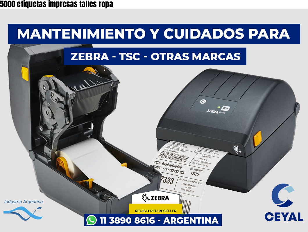 5000 etiquetas impresas talles ropa