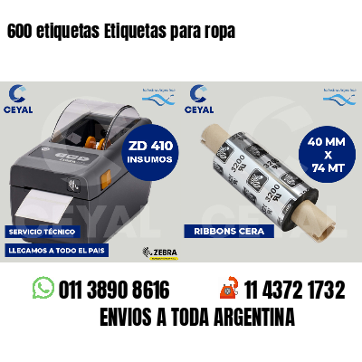 600 etiquetas Etiquetas para ropa