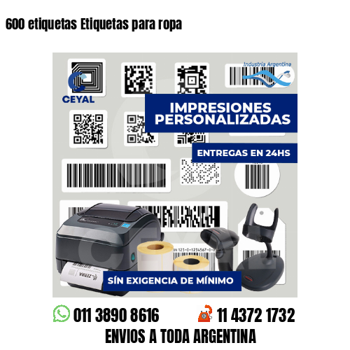 600 etiquetas Etiquetas para ropa