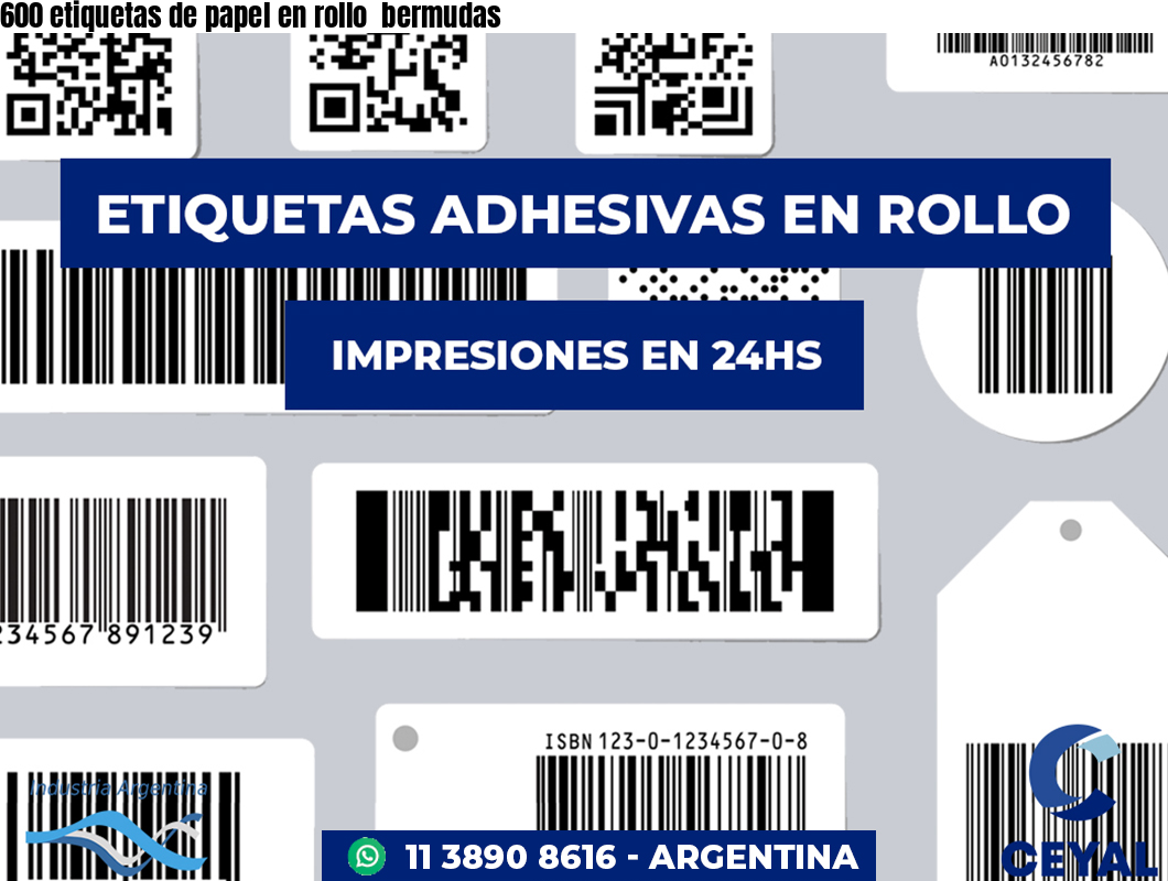 600 etiquetas de papel en rollo  bermudas