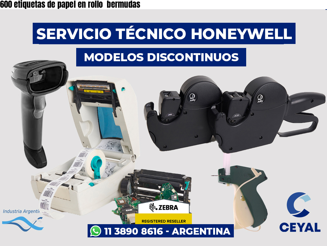 600 etiquetas de papel en rollo  bermudas