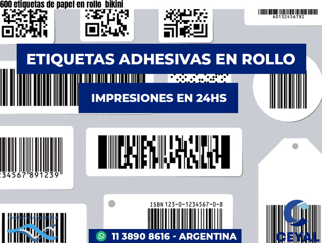 600 etiquetas de papel en rollo  bikini