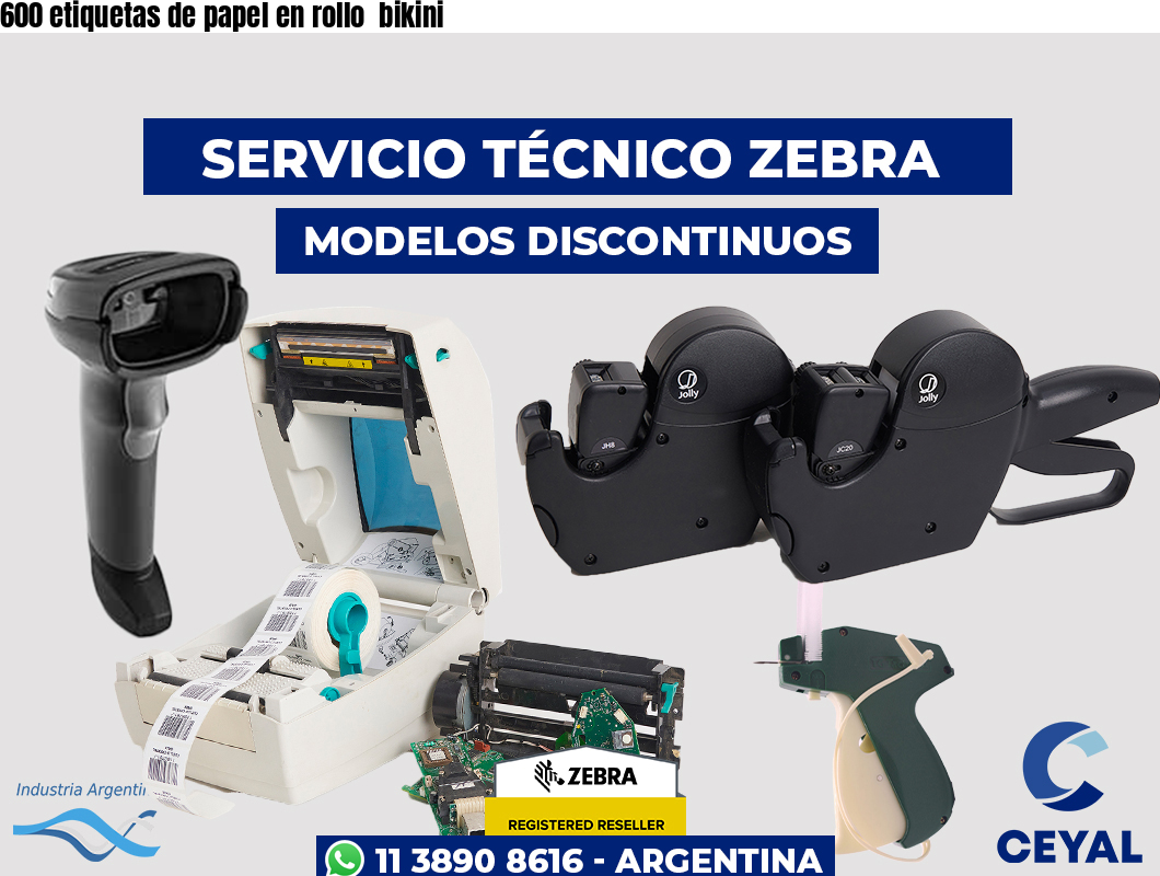 600 etiquetas de papel en rollo  bikini