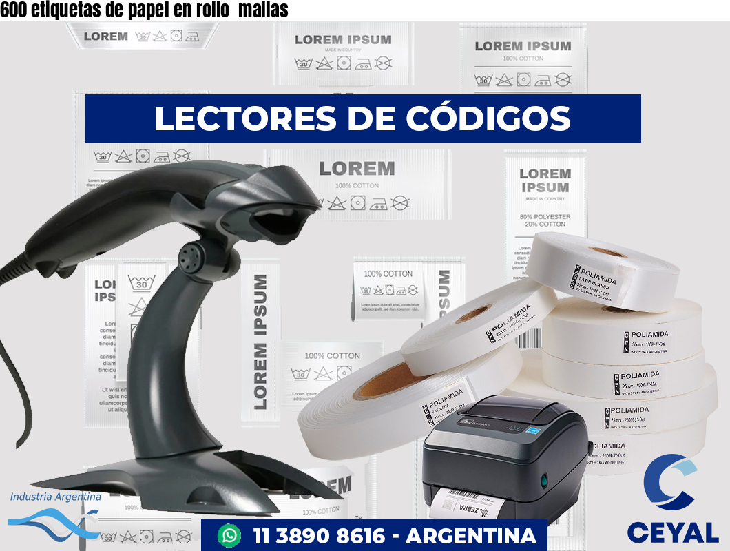 600 etiquetas de papel en rollo  mallas